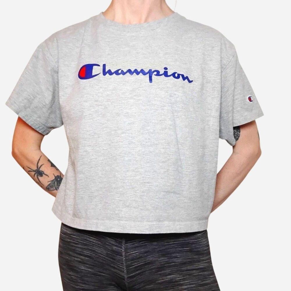 Champion Crop Tee Size Small Gray